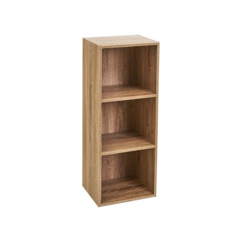 LOLAhome Estantería Librería Cubo con 3 estantes de Tablero de Laminado Color Natural para...