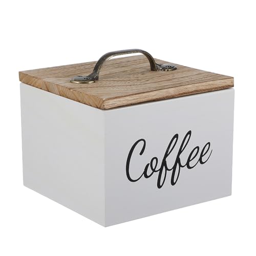 JECOMPRIS Caja de Cápsulas de Café de Madera con Tapa Blanca, Organizador Compacto para Cápsulas, Bolsitas de Té y Sobres de Azúcar, Adecuado para Cocina y Oficina, Protección contra Polvo