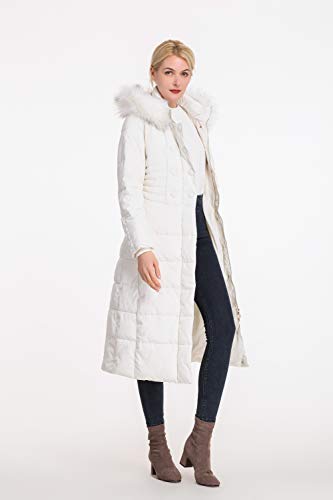 Polydeer Women's Vegan Down Hooded Jacket,Max Long Puffer Winter Warm Coat,Long-Sleeve Full-Zip Water-Resistant Thicken Parka (White, Xxl) #TOP4