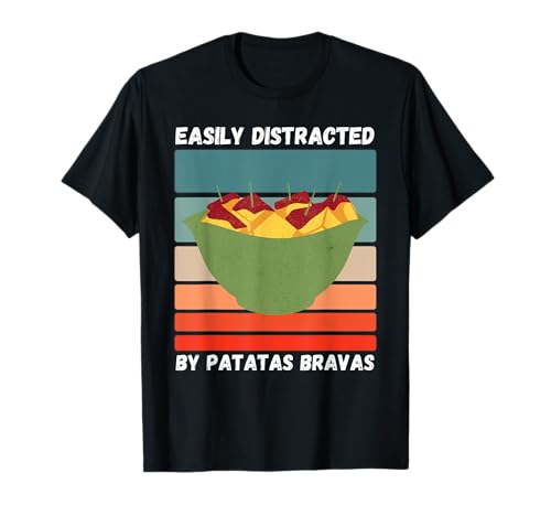 Vintage Easily Distracted By Patatas Bravas Retro Food lover T-Shirt