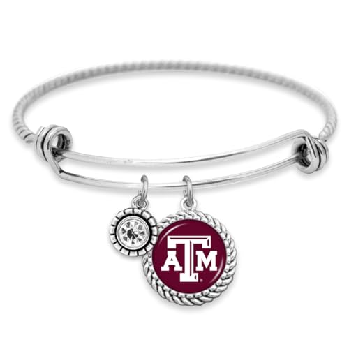 From the Heart Texas A&M Aggies Olivia Bracelet Silver Twisted Wire Jewelry Gift TAMU
