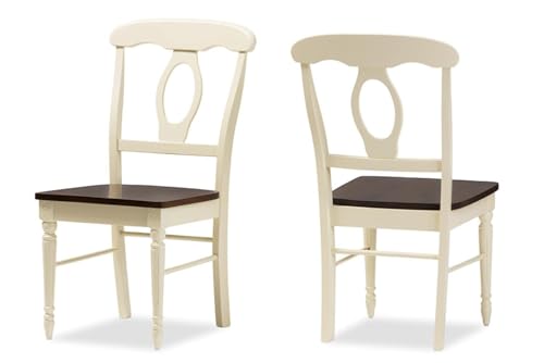 Baxton Studio Napoleon Cottage Wooden Dining Chair in Cream (Set of 2)