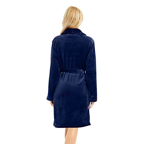 Image of U2SKIIN Women Fleece Robe, Short Cozy Plush Robes for Womens Soft Shawl Collar Warm Spa Bathrobe