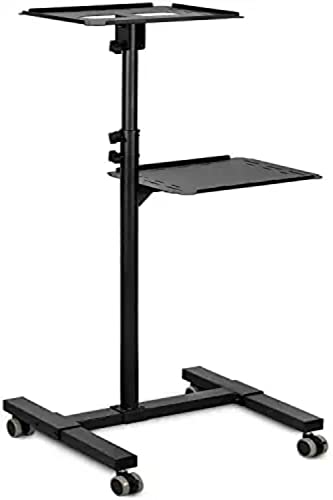 Image of Projector & Laptop Height Adjustable Trolley Mobile Projection Stand Black