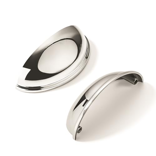 khtumeware 2 Pack 3-1/2" Drawer Pulls Polished Nickel Cabinet Cup Pulls Kitchen Hardware Cabinet Handles Drawer Handles Knobs 3.5 inch Hole Center