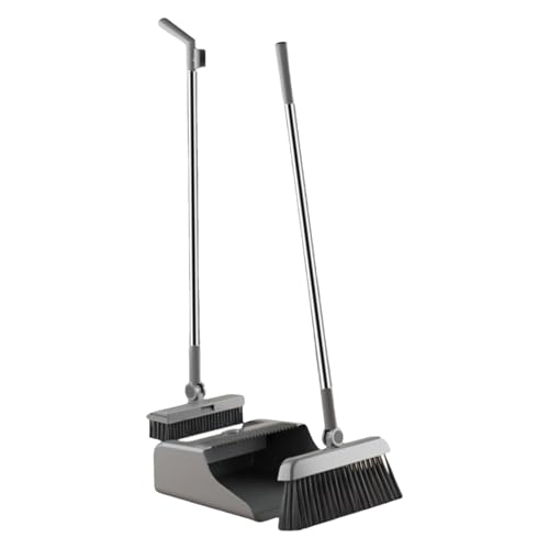 Juego de Recogedor y Escoba | Herramientas De Barrido Y Limpieza 3 Piezas,Escoba con Recogedor De Pie - para Casa Cocina Apartamento Interior Exterior Suelo Dormitorio Garaje