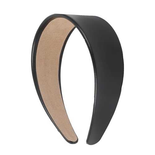 Motique Accessories 2 Inch Vegan Leather Headband for Women (Black One Size)