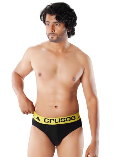 Image of CRUSOE Men's Antimicrobial Super Combed Cotton Fashion Brief - Pack of 2 | Breathable, Soft Stretch Fit Underwear | Tag-Free, Odor Control Innerwear