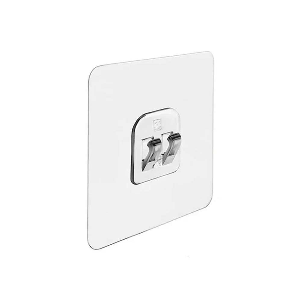 Gentryroo Single Hook Square Adhesive Mop Holder Punch Free Dual Clip Cleaning Tool Wall Bracket