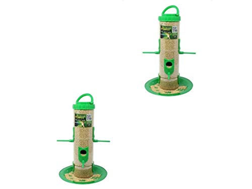 Image of Amijivdaya Plastic Bird Feeder with Holding Handle with 6 Feed Nozzles - Heavy Duty Hanging Bird Food Feeder for Balcony, Outdoor, 1.5 kg, Pack of 2 (Large, Green)