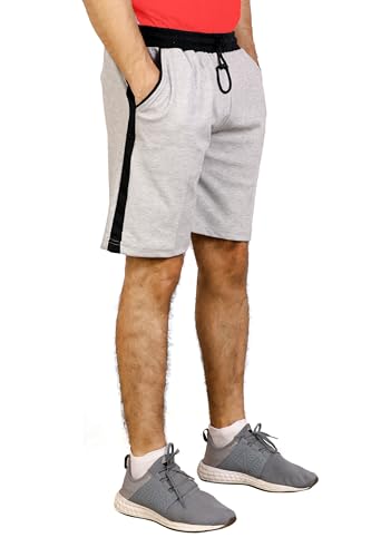 Image of Particle Men's Plus Size Big Size Bermuda Shorts | 230 GSM Ribbed Cotton Half Pant for Men with Deep Side Pockets | Sizes XL-5XL (34-52 Inch Waist)