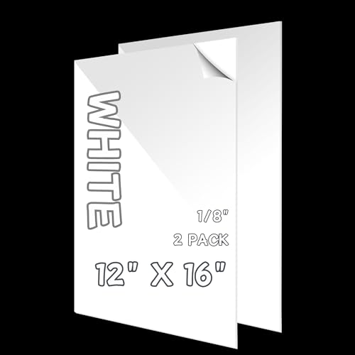 Image of White Acrylic Sheets 12X16, 1 /8 Inch Thick, 2 Pcs