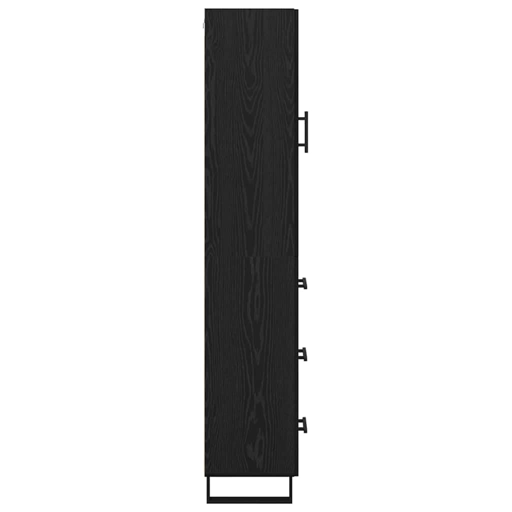 Générique Bufet inżynieryjny drewniany 34,5x34x180 cm Metalowe nogi czarne | Przestronne przechowywanie, 5 przegródek, gładka powierzchnia, łatwa do czyszczenia, nowoczesny design do jadalni lub kuchni
