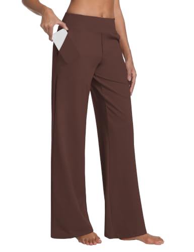 Image of BUBBLELIME Women High Waist Wide Legs Yoga Pants Loose Sweatpants Pockets | 29 inch /31 inch /33 inch /35 inch /37 inchInseam,2 Styles / Dress /Basic,Lounge,Comfy,Stretch Casual Work