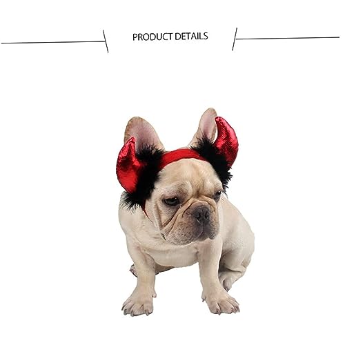Disfraz Halloween para mascotas diablo con cuernos rojo ajustable miniatura 5