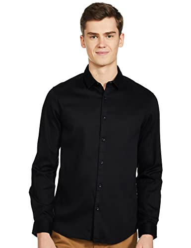 Image of The Indian Garage Co Men Regular Fit Solid Full Sleeves Spread Collar Formal Shirt