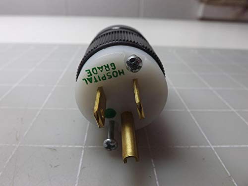 Marinco Power Products 8215 15A 125V 2P 3W (5-15P) Hospital Grade Plug - White Body In A Black Housing #TOP2