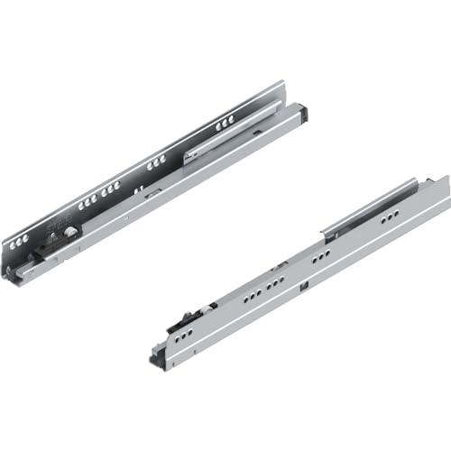 Blum Schubladenauszug, Seitliche Montage mit Softverschluss BLUMOTION M, Silber / Schwarz, Legierter Stahl, 400 mm, 30 kg