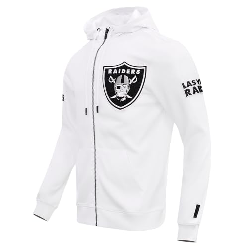Pro Standard Mens NFL Las Vegas Raiders Classic Chenille Full Zip Hoodie White XL - Image 2