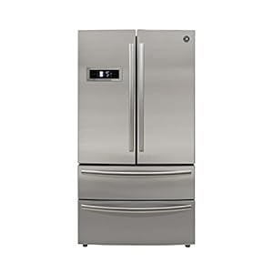 BRAMA French Door Refrigerator with Ice Maker and Dual Drawer Bottom Freezer, 20.7 Cu.Ft. Capacity with Adjustable Shelves Counter Depth Stainless Steel Exterior, 36-Inch, Metallic