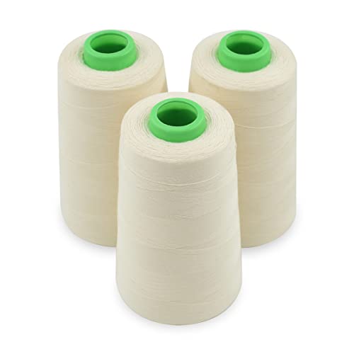 Raw White All Purpose Cotton Thread - 3 Spools, 40/2 Connecting...