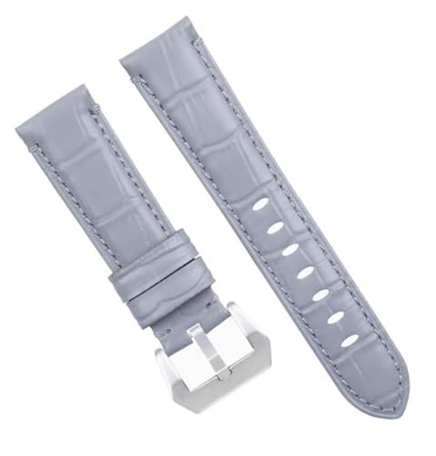 Bracelet de montre cuir véritable souple gris 22mm compatible Breitling