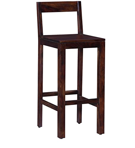 Image of Wooden Bar Dining Table and Chair /Solid Sheesham Wood Bar Table for Balcony with 2 Chairs (Solid Sheesham Wood, 2 Seater, Teak Finish)