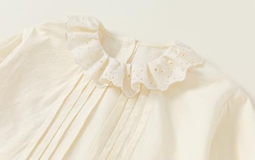 Girls Long Sleeve Blouse Pleated Front Ruffled Collar Spring Fall Shirts4