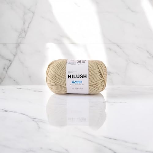 Image of Hobby,Wool Yarn dk Acrylic Hand Knitting Yarn Ball (100g /1 Ball),Suitable for Craft amigurumi Shade 001 (Beige)