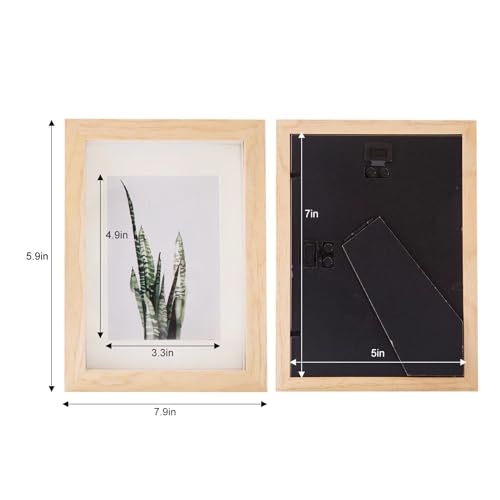 Houstimi Solid Wood Shadow Box Frame 5x7 Picture Frames Small Shadow Box Display Case (2 Pack,Natural Wood) Internal Depth 0.6 inches with Real Glass - Image 4