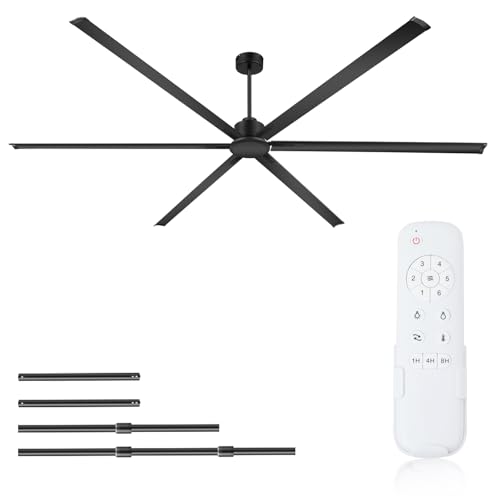 Yoedivu 120 Inch Industrial Ceiling Fans Without Lights, Large Ceiling