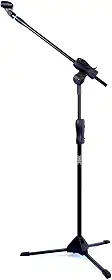 Pedestal Para Microfone Com Regulagem E Estante Girafa + Cachimbo black