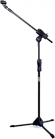 Pedestal Para Microfone Com Regulagem E Estante Girafa + Cachimbo black