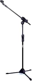Pedestal Para Microfone Com Regulagem E Estante Girafa + Cachimbo black