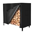 WAGHAVEN 4ft Firewood Rack Cover for Outside, 420d Oxford Fabric Water-proof Wood Pile, Heavy-duty Outdoor Firewood with, Weatherproof Fire-wood Covers 4 Feet Black