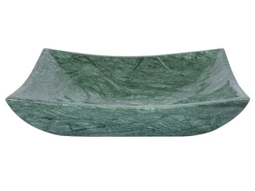 Eden Bath Rectangular Deep Zen Vessel Sink, Polished Dark Green Marble - Stylish Bathroom Sink