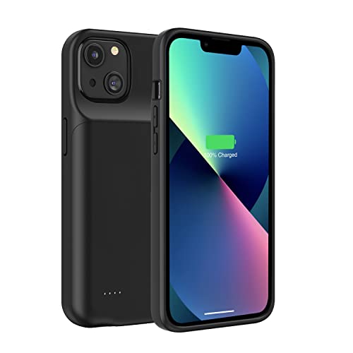 Wixann iPhone 13 Battery Case, 6800mAh Charging Case, Midnight Black, Rubber, Textured Finish