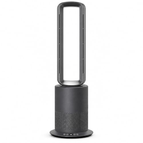 Image of TP09Pro Bladeless Tower Fan with Heater & Air Purifier, Gray | 10 Fan Speeds & 3 Warm Air Speeds, H13-Grade HEPA Filter, 80 Oscillation, 35 dB Low Noise for Bedroom & Home Office