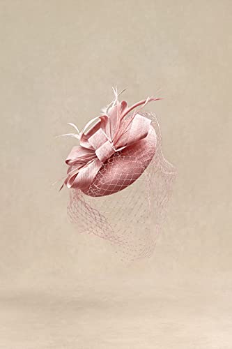 Babeyond Fascinator Hat Veil Feather Fascinators Hair Clip Tea Party Pillbox Derby Hat Fascinator Bridal Wedding Veil Nude Pink #TOP1