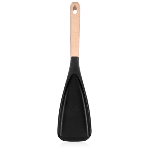 Mabor Cucchiaio da cucina, 31 cm, per servire in silicone antiaderente con manico in legno, resistente al calore, per cuocere al forno, raccogliere e raschiare