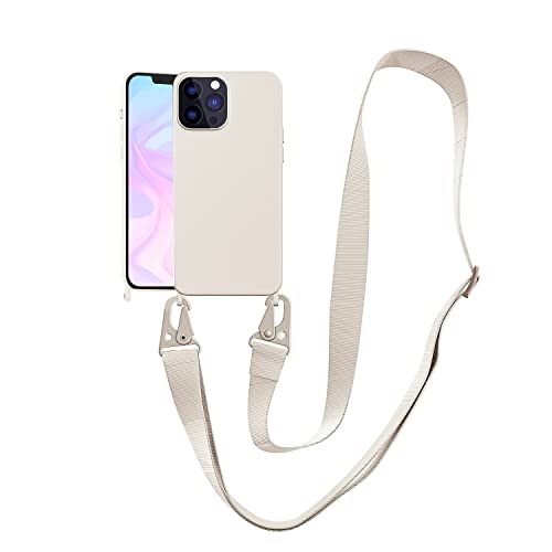Image of Compatible with iPhone 15 Pro Case with Lanyard Crossbody iPhone Case with Strap Adjustable Shockproof Drop Protection Silicone Phone Cover for iPhone 15 Pro 6.1'' Stone