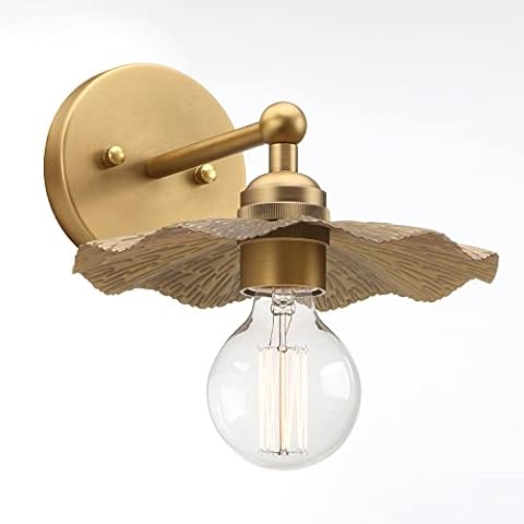 CeilSong Industrial Vintage Modern Wall Sconce Light Antique Brass Up Down Wall Light Fixture Metal Rippled Lamp Shade Wall Mounted Sconce Cover