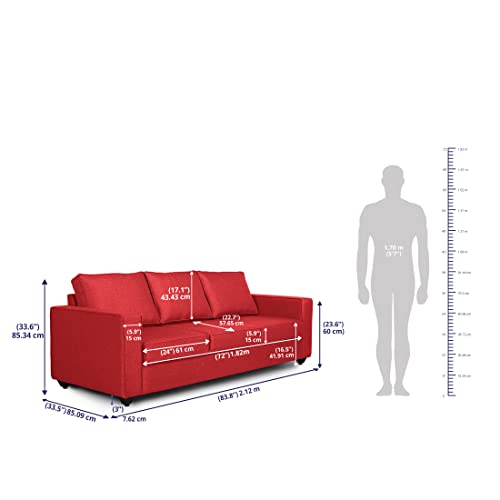 Image of Wakefit Sofa Set | 3 Year Warranty | Sofa 5 Seater, 5 Seater Sofa for Living Room, Wooden Sofa Set, Sofa Set 3+1+1 Seater - Napper(Omega : Red)