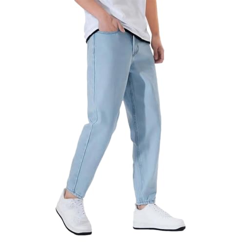 Men's Straight Leg Jeans Spring Fall Casual Style Long Denim Pants for Daily Wear