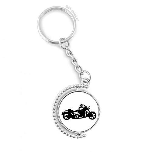 Llavero giratorio de patrón de motocicleta negra con anillo Pilgrim DIYthinker