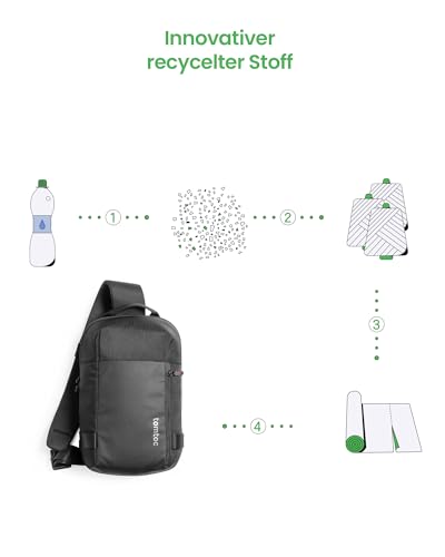 tomtoc Herren Umhängetasche Sling Bag Passt Switch 2, 11-Zoll iPad Air, iPad A16, 11 Zoll iPad Pro M4, Wasserabweisend Crossbody Bag Brusttasche Schultertasche Tagesrucksack für Alltag Wandern Outdoor