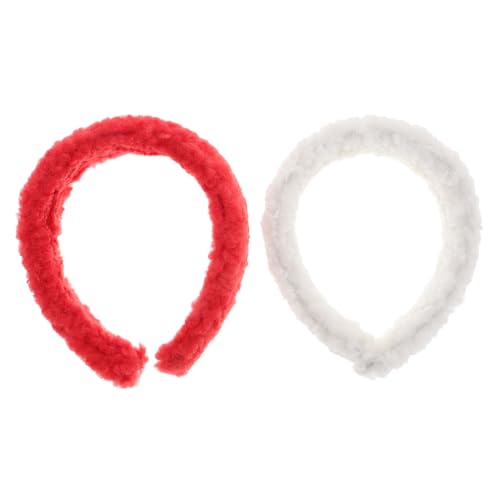 SOIMISS 2piezas Diadema De Lana De Cordero Suave y Absorbente Para Spa Cuidado Piel Ducha Unidades Color Rojo y Para Mujeres