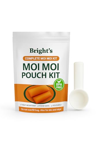 Moi Moi Cooking Pouch with Scoop (Pack of 100) Reusable Steaming Bags for Nigerian Moi Moi/Moin Moin (Bean Cake) Okpa Ekuru and Ofada-Leak-Proof & Food-Safe