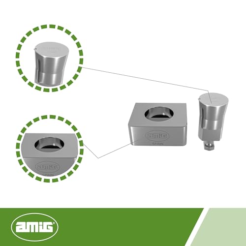 Amig Quadratisches Schloss für Rolltüren, für Schwingtüren, massives Messing und glänzend, Edelstahlschaft und 3 Punktschlüssel, inklusive Schrauben