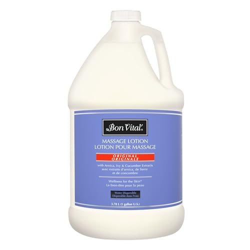 Bon Vital' Original Massage Lotion for a Versatile Massage Foundation to Relax Sore Muscles & Repair Dry Skin, Lightweight, Non-Greasy Formula to Moisturize and Repair Dry Skin, 1 Gallon Bottle